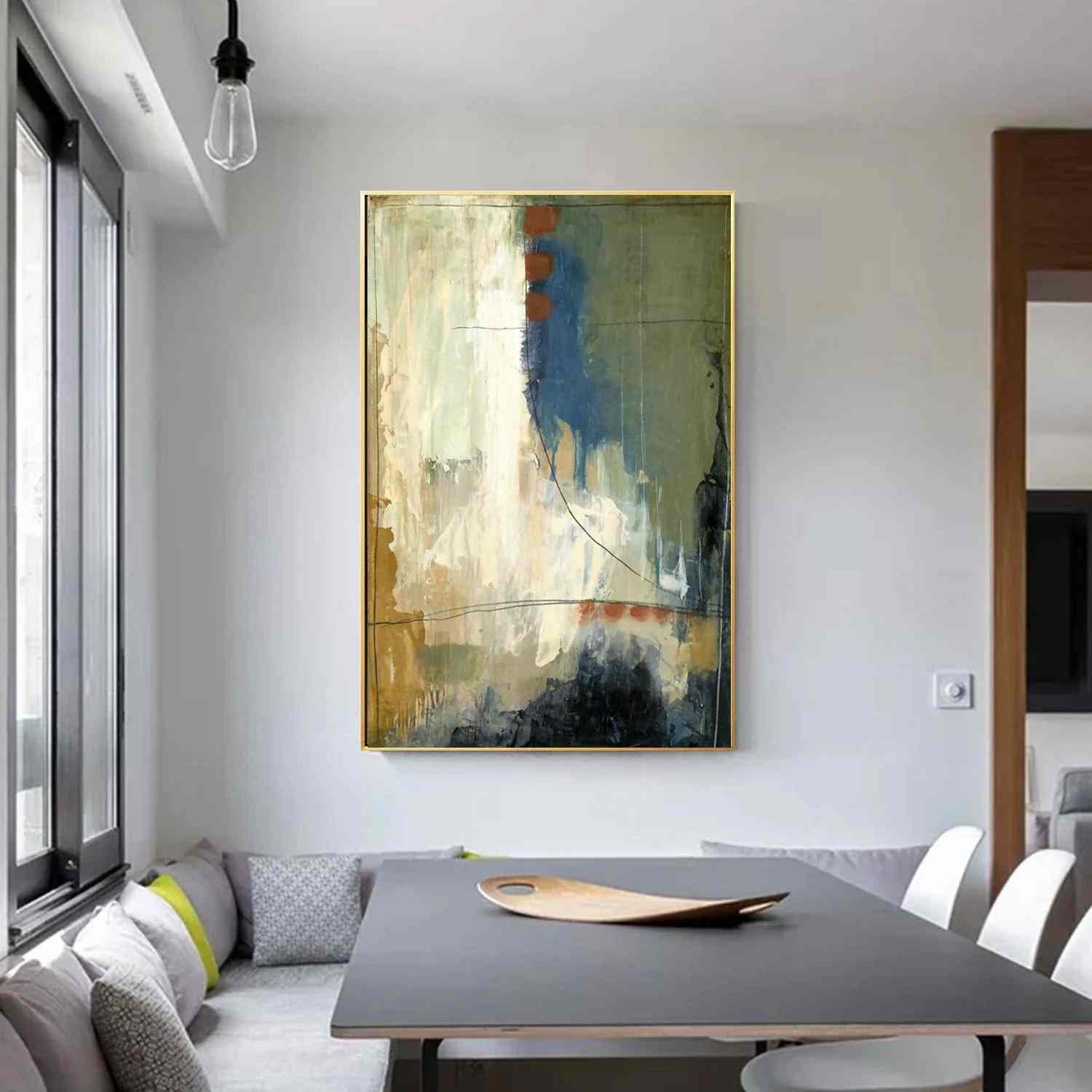 Canvas Original Hand-painted Green Acrylic Neutral Abstract Canvas C29CY